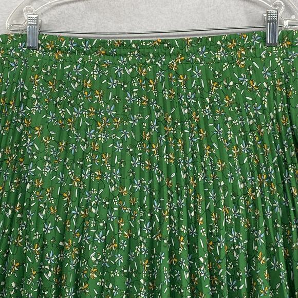 MAX STUDIO Skirt Medium Ditsy Floral Pleated Midi Lightweight Breathable Green - Picture 4 of 11